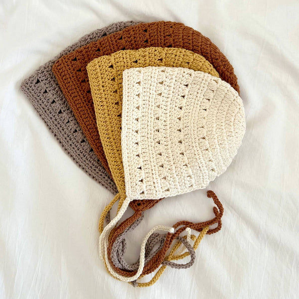 Crocheted Baby Bonnet - Terracotta