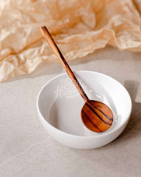 Round Teak Bowl Wooden Spoon