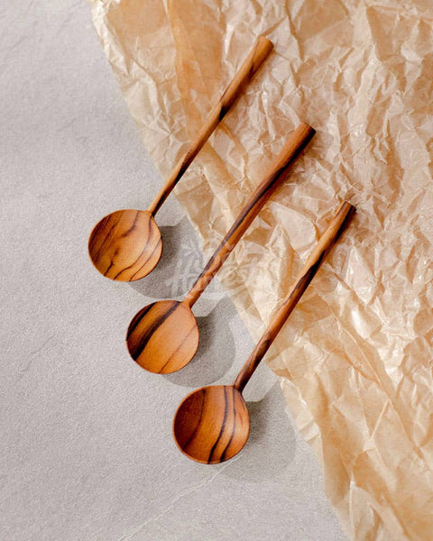 Round Teak Bowl Wooden Spoon