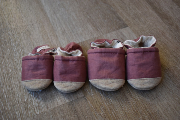 Mauve Linen Soft Soled Baby Shoes