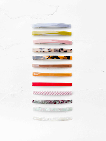 Tiepology - Classic Slim Cellulose Acetate Hair Barrette: Wood