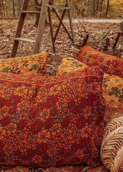 Silk Pillow Case - White Orange