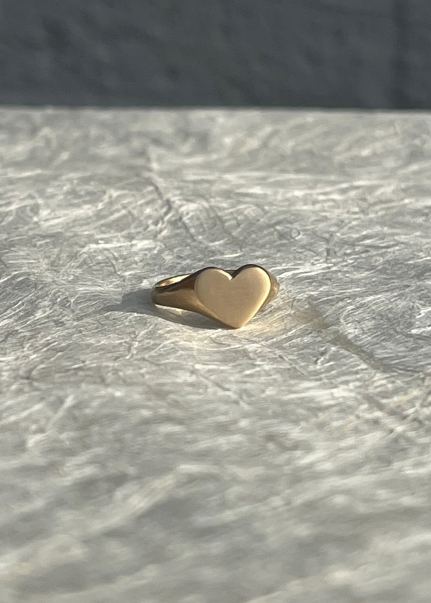 Heart Signet Ring - 14k Gold