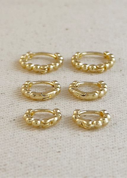 Mini Beaded Clicker Hoop Earrings - 10mm