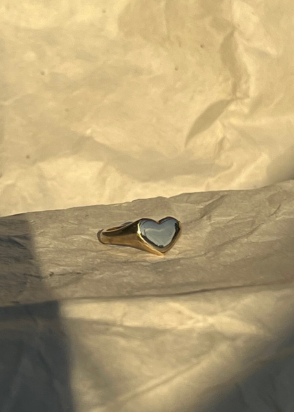 Heart Signet Ring - 14k Gold