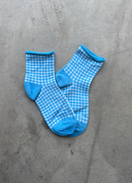 Tiepology - Picnic Mid Crew Socks: Oatmeal Red