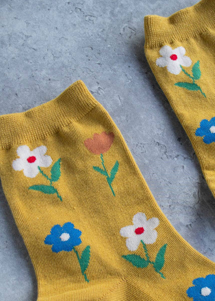 Flower Socks - Mustard