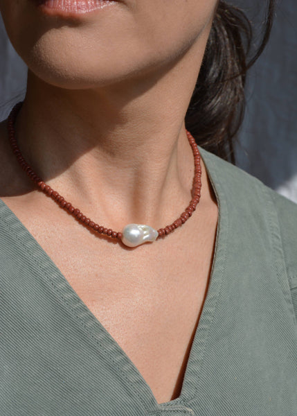 Gemma Pearl Necklace - Scarlet