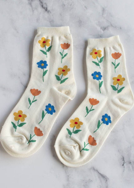 Flower Socks - Cream