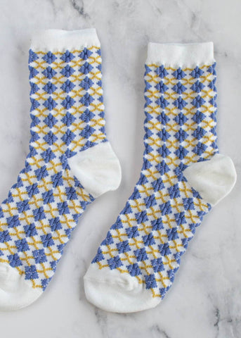 Winter Check Pattern Socks - Blue