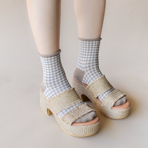 Tiepology - Picnic Mid Crew Socks: Navy
