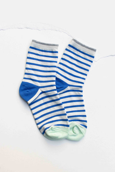 Tiepology - Classic Stripe Cotton Socks: Blue