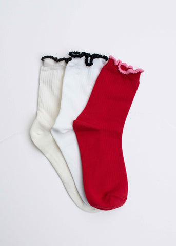 Ruffle Edge Cotton Blend Socks