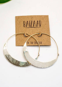 Crescent Hoop Earrings - Sterling Silver