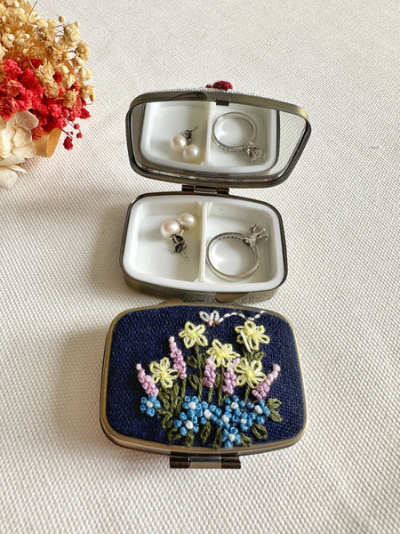 Quince Fables - Floral Embroidered Rectangle Mini Jewelry Box With Mirror ✅: 4. Red Poppy