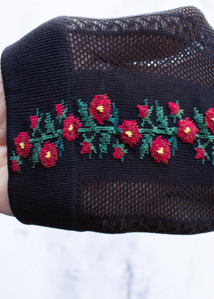 Floral Mesh Socks - Black