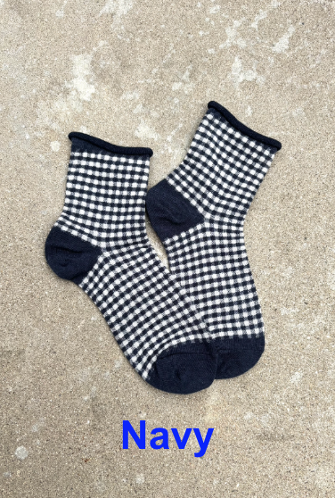 Tiepology - Picnic Mid Crew Socks: Navy