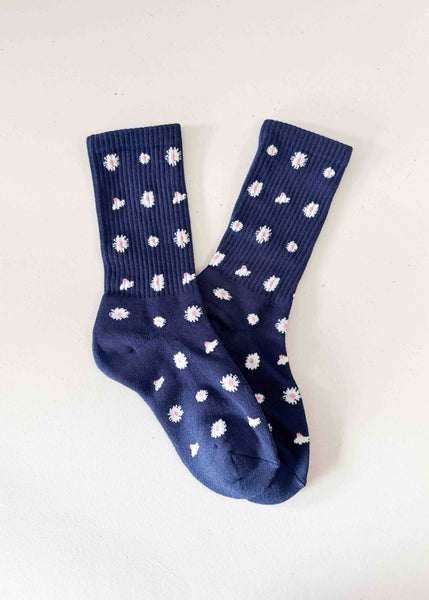 Tiepology - Daisy Dot Crew Socks: Orange