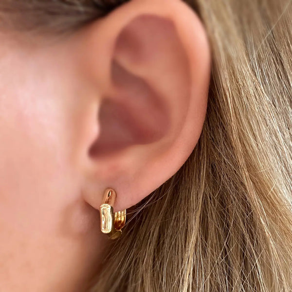 Mini Bamboo Clicker Hoop Earrings