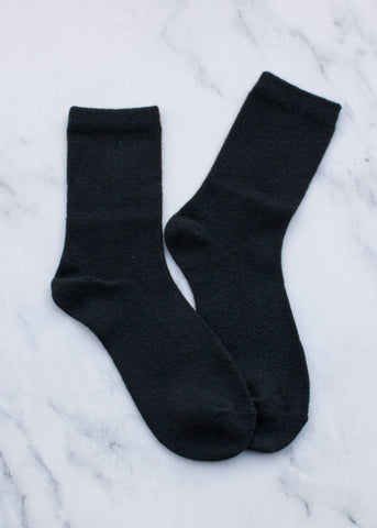 Wool Cashmere Blend Socks - Black