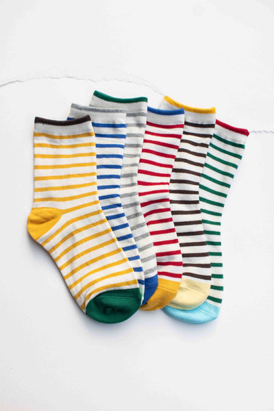 Tiepology - Classic Stripe Cotton Socks: Yellow