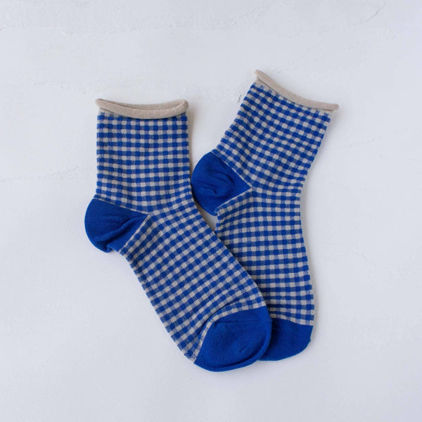 Tiepology - Picnic Mid Crew Socks: Oatmeal Red