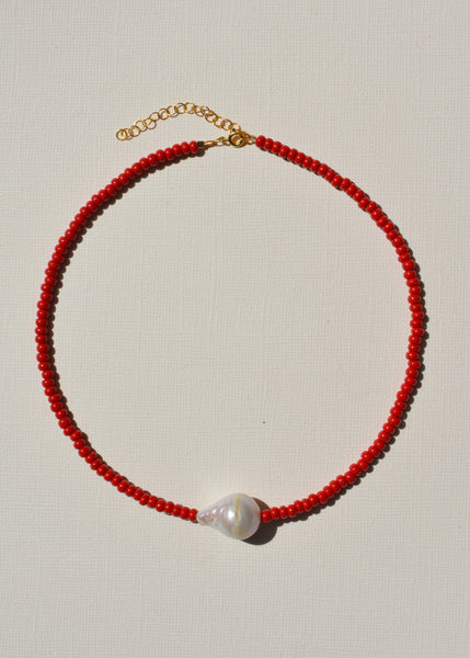Gemma Pearl Necklace - Scarlet