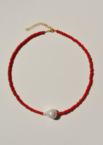 Gemma Pearl Necklace - Scarlet