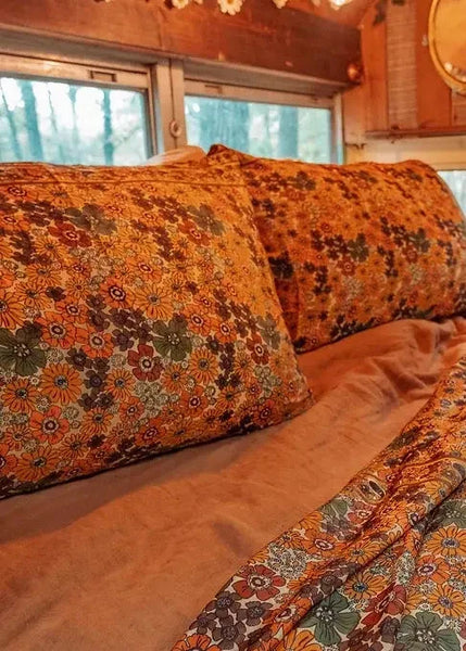 Silk Pillow Case - White Orange