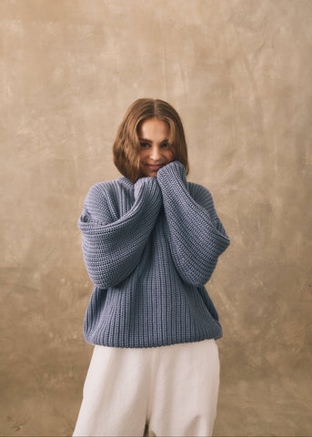 Chunky Knit Sweater - Cornflower Blue