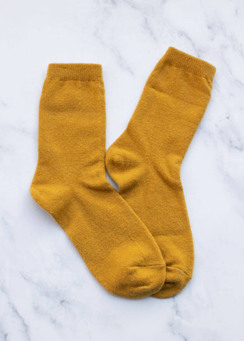 Wool Cashmere Blend Socks - Mustard