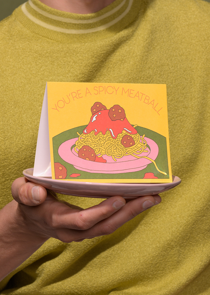 Spicy Meatball Greeting Card