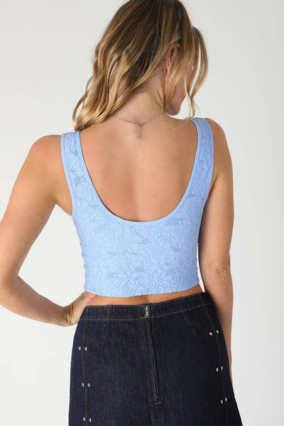 Lace V Neck Tank Top - Butter Cream
