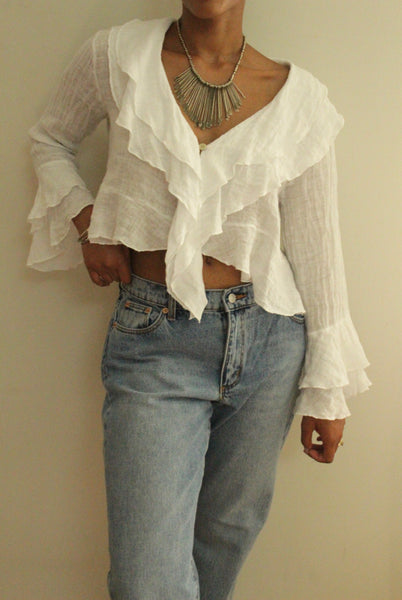 Linen Ruffle Blouse