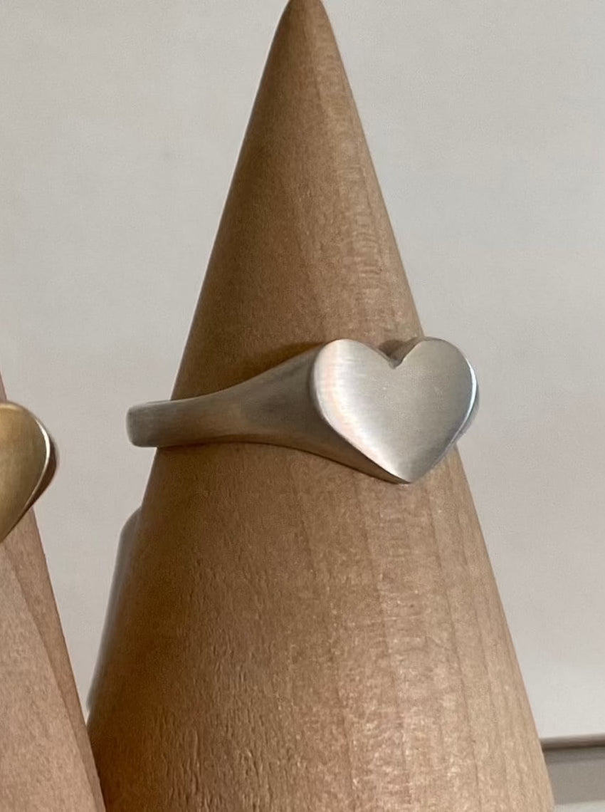 Heart Signet Ring - Sterling Silver