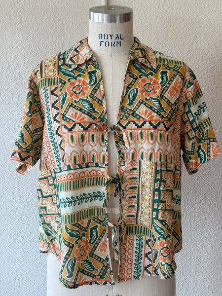 Vintage Tie Front Blouse