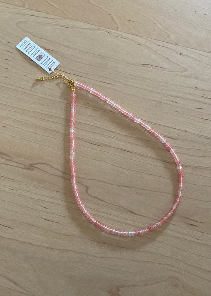 Cherry Quartz Beaded Necklace - 2mm