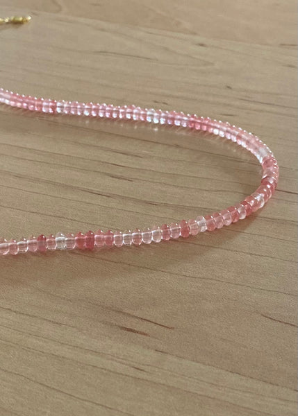 Cherry Quartz Beaded Necklace - 2mm