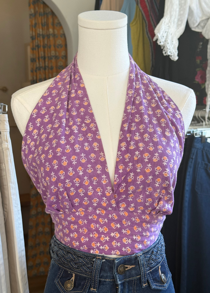 Vintage Block Print Halter Top