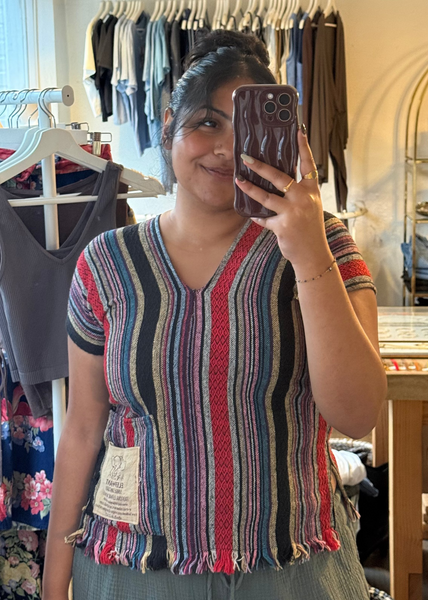 Vintage Striped Poncho