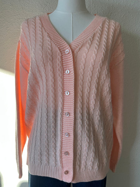 Vintage Peach Cable Knit Cardigan