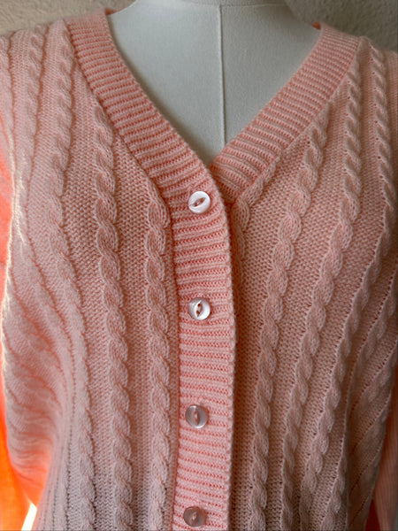 Vintage Peach Cable Knit Cardigan