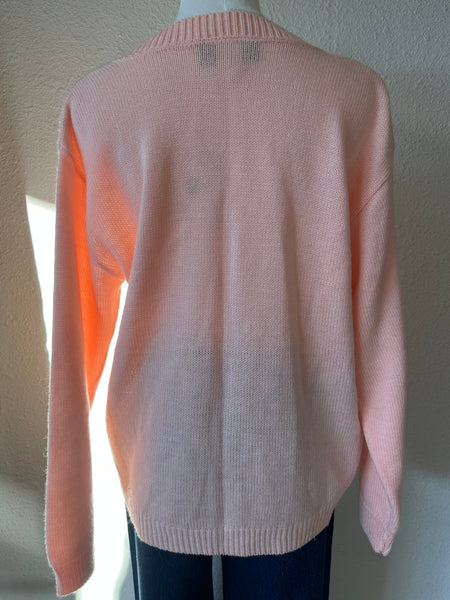 Vintage Peach Cable Knit Cardigan