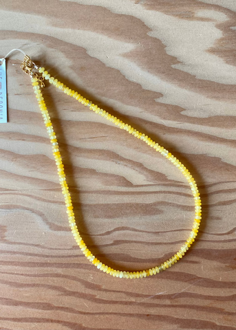 Yellow Jade Beaded Necklace - 2mm