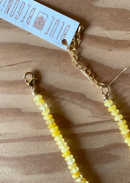 Yellow Jade Beaded Necklace - 2mm