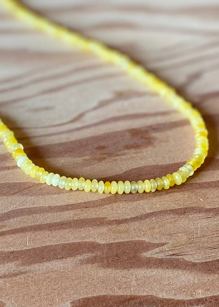 Yellow Jade Beaded Necklace - 2mm