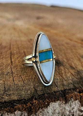 White Buffalo and Turquoise Ring