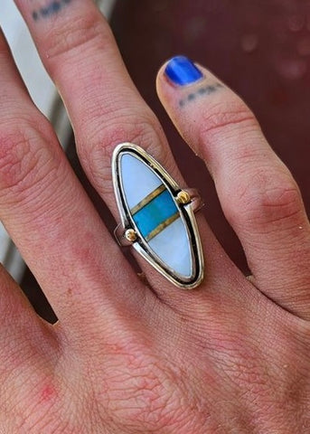 Mother of Pearl and Turquoise Ring