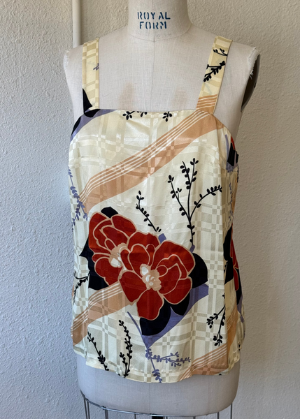 Vintage Satin Floral Top