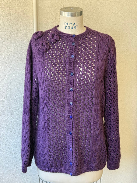 Vintage Crochet Floral Sweater